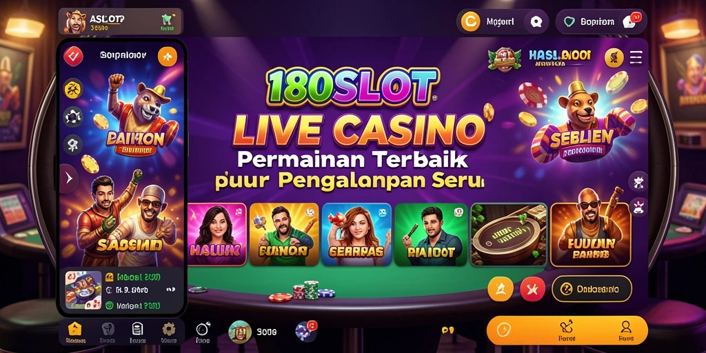 Tampilan antarmuka gameplay Live Casino di 180SLOT yang menarik.