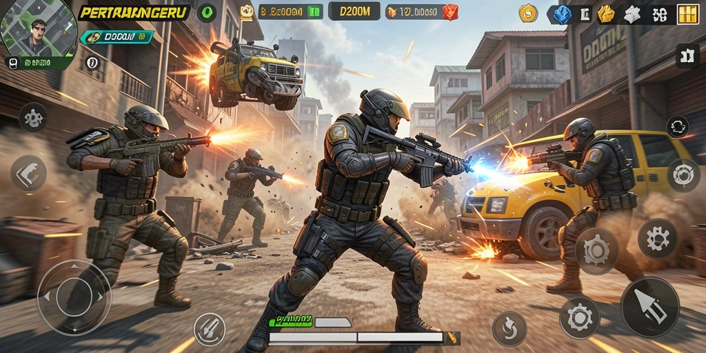 Tampilan gameplay D200M yang mendebarkan dan penuh aksi.